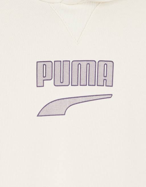 PUMA Downtown color block logo hoodie in beige