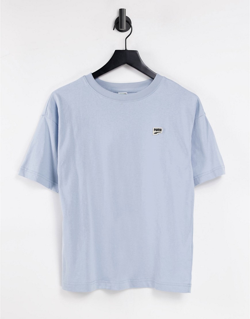Puma Downtown logo oversized t-shirt in blue fog