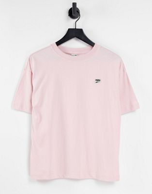Puma Downtown logo oversized t-shirt in pastel pink