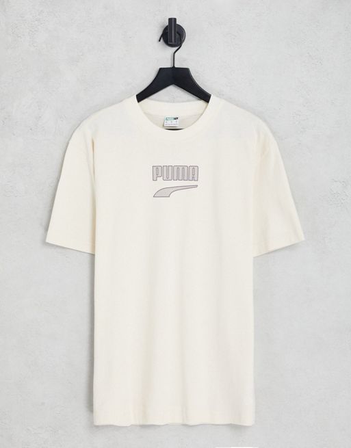 Puma downtown logo t-shirt in off white | ASOS