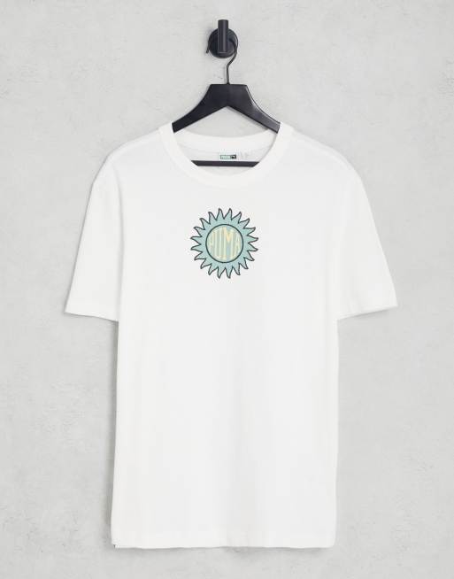 Puma Downtown logo t-shirt in white and green