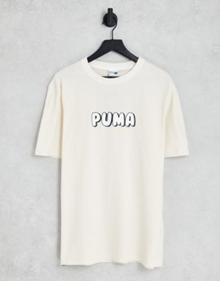 Puma Downtown oversized t-shirt with bubble logo in beige