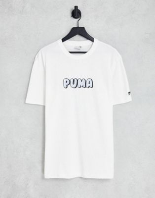 Puma Downtown oversized t-shirt with bubble logo in white