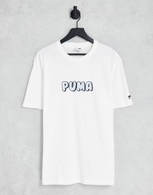 Puma Downtown oversized t-shirt with bubble logo in white