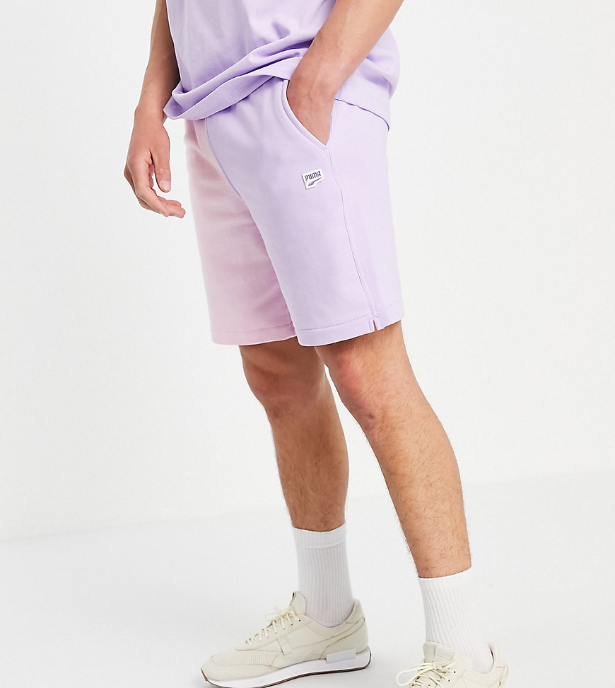 PUMA Downtown shorts in color block lilac- exclusive to ASOS-Purple
