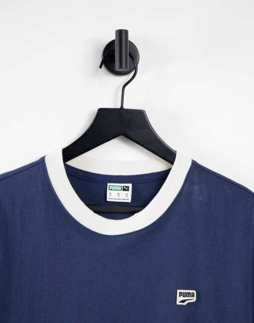 Puma Downtown small logo ringer t shirt in navy