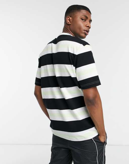 Puma Downtown stripe t shirt in black and white