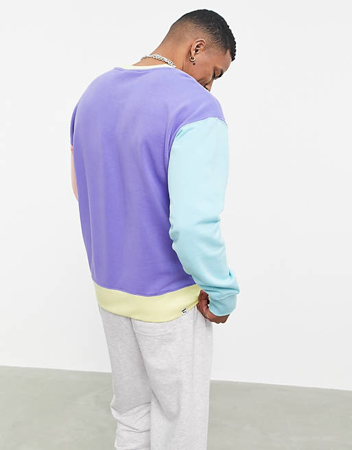 Puma Downtown sweatshirt in color block blue- exclusive to ASOS