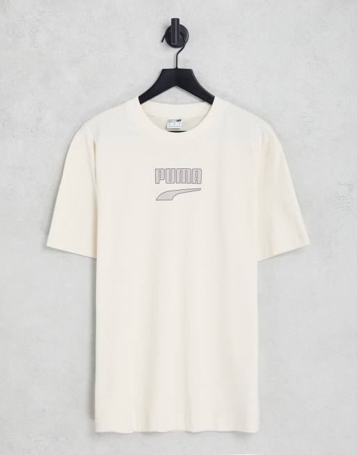 Puma – Downtown – T-Shirt in gebrochenem Weiß mit Logo