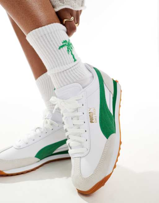 Puma roma green and white best sale