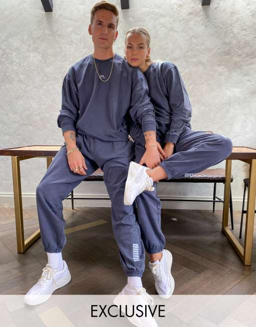 Puma – Ebenholtsfärgade mjukisbyxor i oversize – Endast hos ASOS