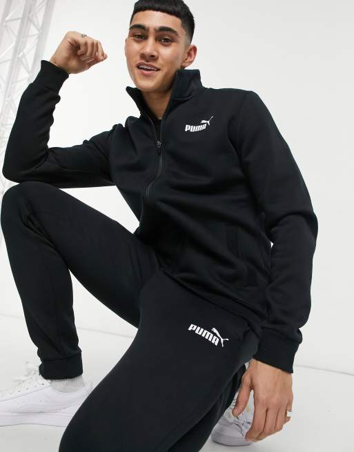 Puma - Effen trainingspak van sweaterstof in zwart