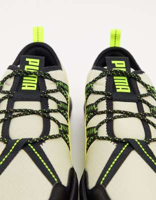 puma ember trail trainers in black & stone