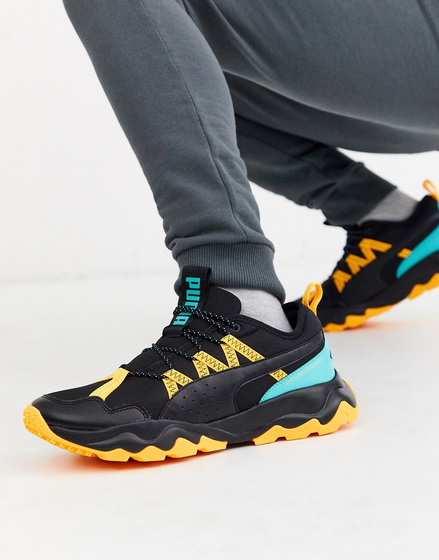 Puma - Ember Trail - Sneakers nere e gialle-Nero