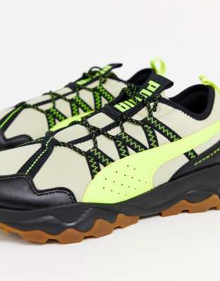 puma ember trail trainers in black & stone