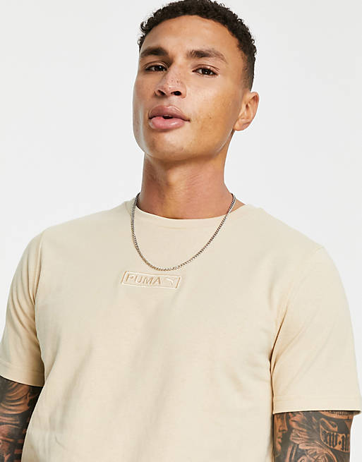 Puma emboidered logo t-shirt in beige - exclusive to ASOS | ASOS