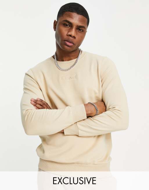 Puma embroidered logo sweatshirt in beige Exclusive to ASOS