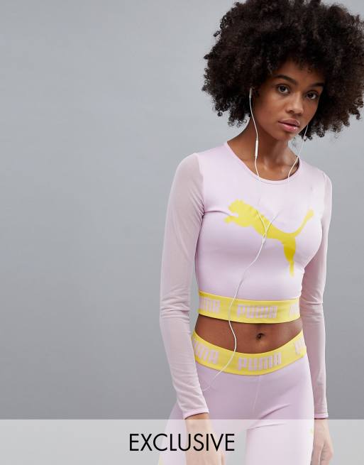 Puma – Endast hos ASOS – Långärmad lila meshtopp