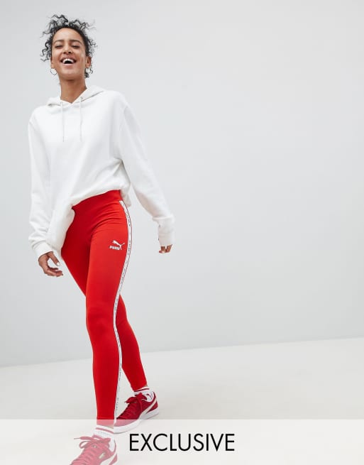 Puma – Endast hos ASOS – Röda leggings med sidorand