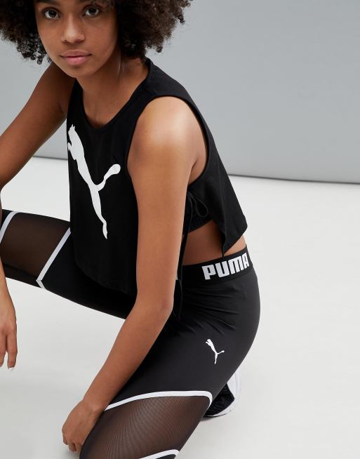 Puma – Endast hos ASOS – Svarta leggings med meshpaneler, 3 av 4