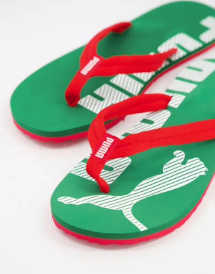 puma green flip flops