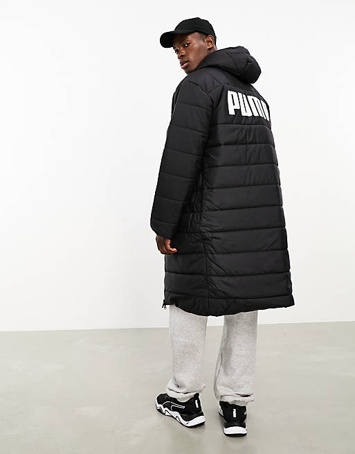 Puma ESS+ hooded padded coat in black | ASOS