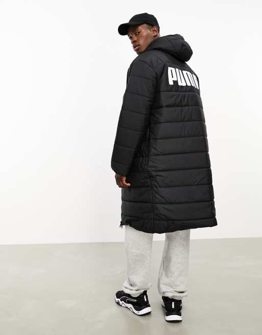 hooded padded | ESS+ ASOS black coat Puma in