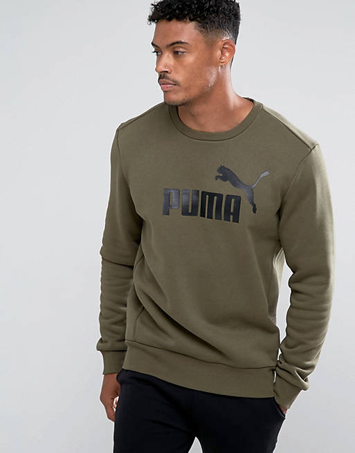 Puma ESS No.1 Crew Neck Sweatshirt In Green 83825214 | ASOS