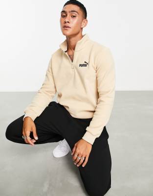 Puma essentials 1/4 zip fleece in beige