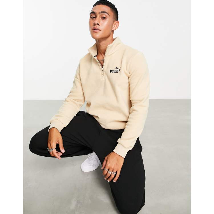 PUMA essentials 1/4 zip fleece beige | ASOS