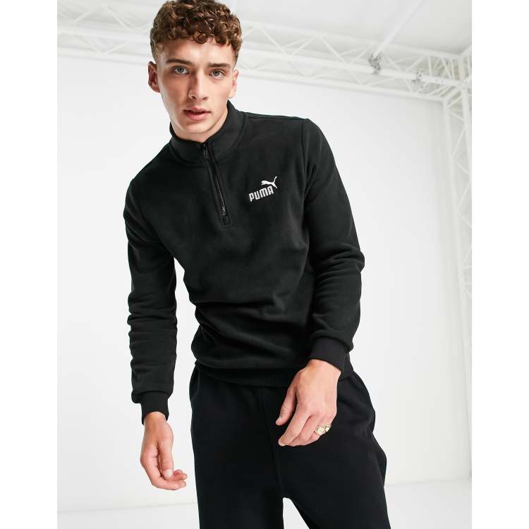 Puma essentials 1/4 zip fleece in black | ASOS