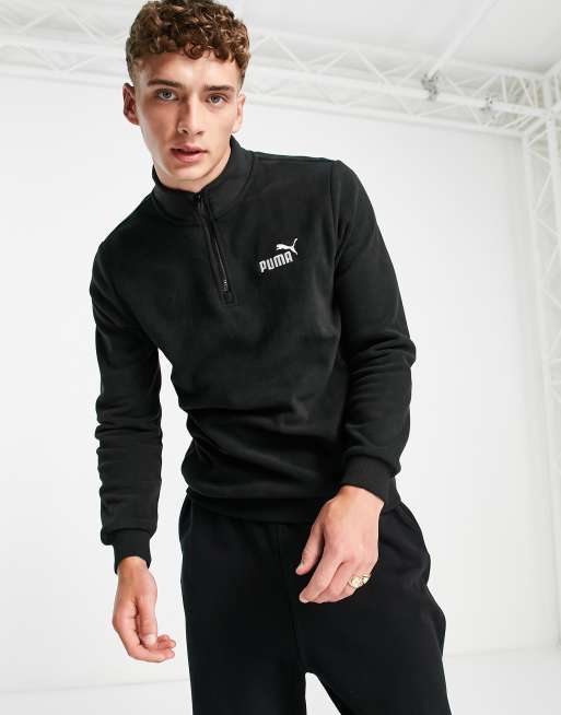 Puma essentials 1 4 zip fleece in black