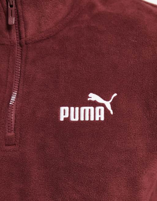 Puma essentials 1 4 zip fleece in burgundy ASOS