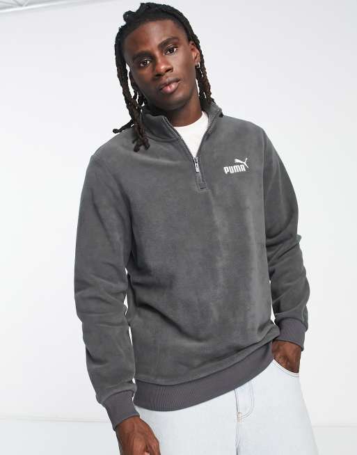 PUMA Essentials 1/4 zip fleece in dark grey - MGREEN | ASOS