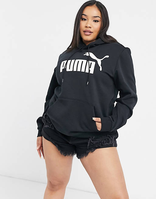 Hoodies & Sweatshirts Puma essentials big logo hoodie in black 