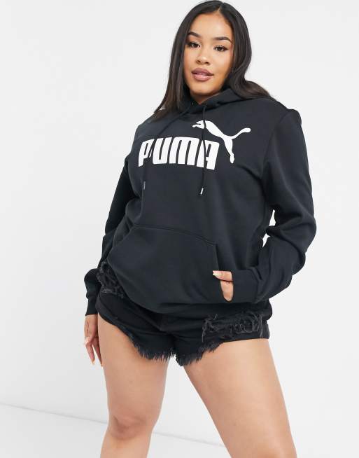 Puma essentials big logo hoodie ASOS in black 