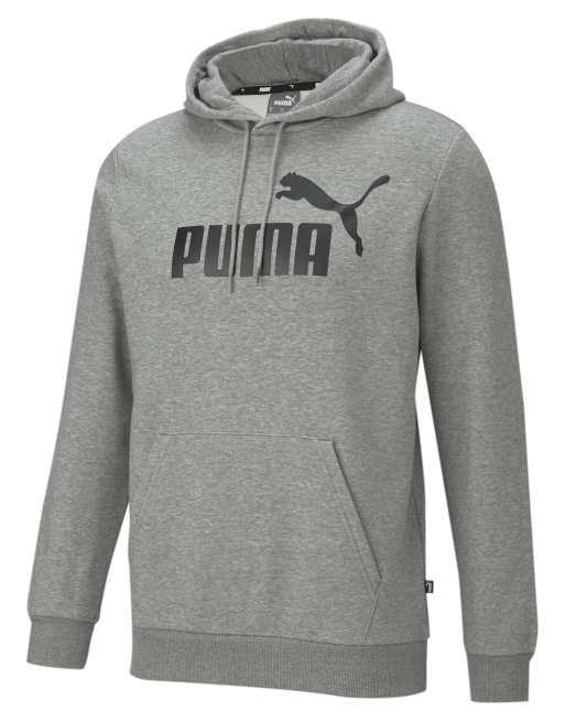 Puma Essentials big logo hoodie in medium gray heather