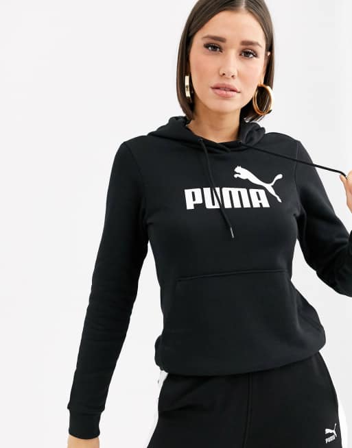 Puma Essentials black logo hoodie | ASOS