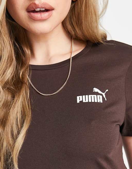 PUMA Essentials Brun T shirt med lille logo ASOS