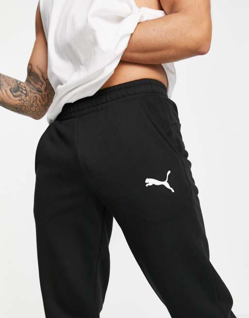 Puma Essentials cat logo joggers in black