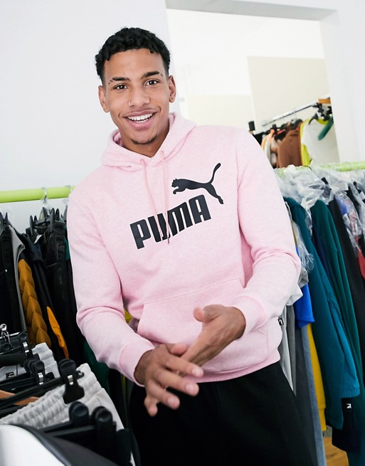 Puma Essentials chest logo hoodie in pink