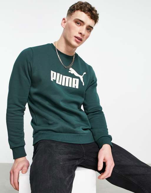 Puma Essentials – Ciemnozielona bluza dresowa z dużym logo