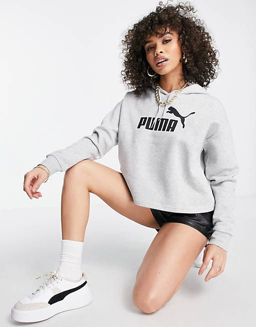 Hoodies & Sweatshirts Puma Essentials cropped logo hoodie in grey 