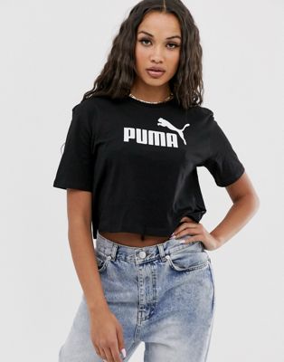 Puma Essentials cropped logo t-shirt in 