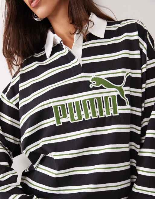 Puma Essentials elevated no.1 logo oversized rugby polo in black, 2 of 4