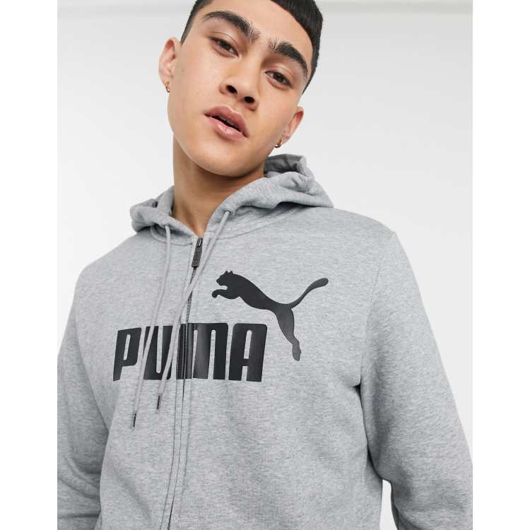 PUMA Essentials Felpa con cappuccio cerniera lampo e logo