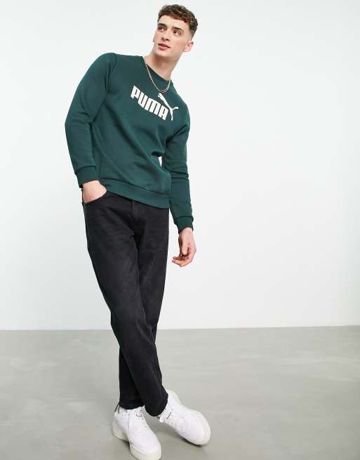 Puma - Essentials - Felpa con logo grande verde scuro