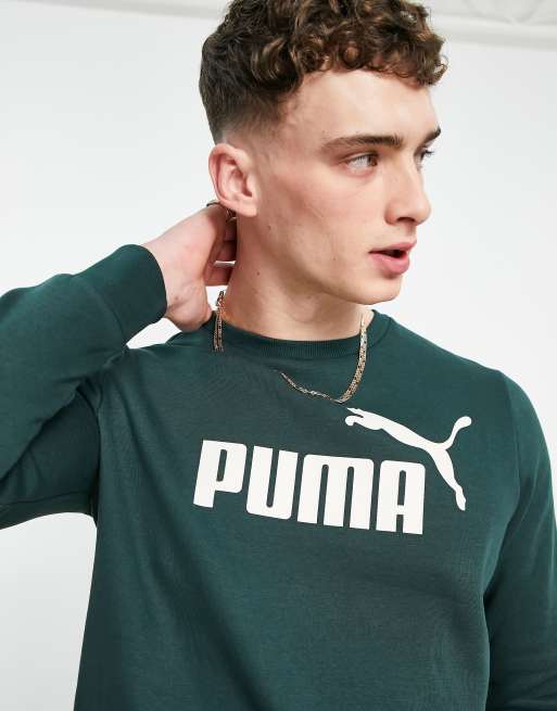 Puma - Essentials - Felpa con logo grande verde scuro