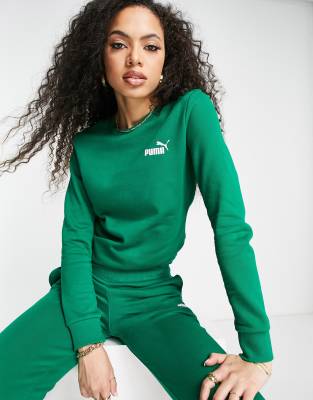 PUMA - Essentials - Felpa con logo piccolo verde college - view 1
