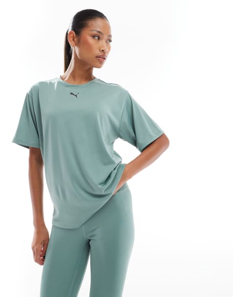 PUMA - Essentials - Grøn firkantet T-shirt - view 1